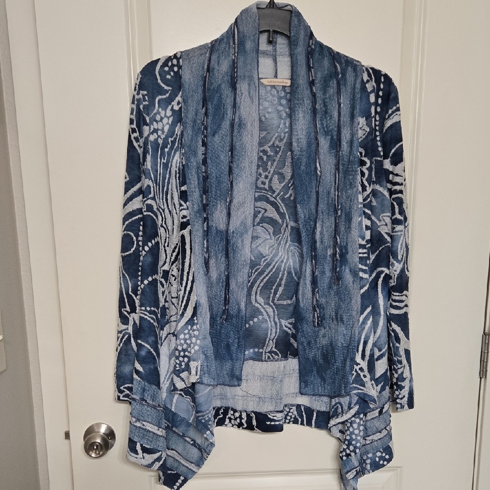 Soft Surroundings Denim Blue Knit Cardigan